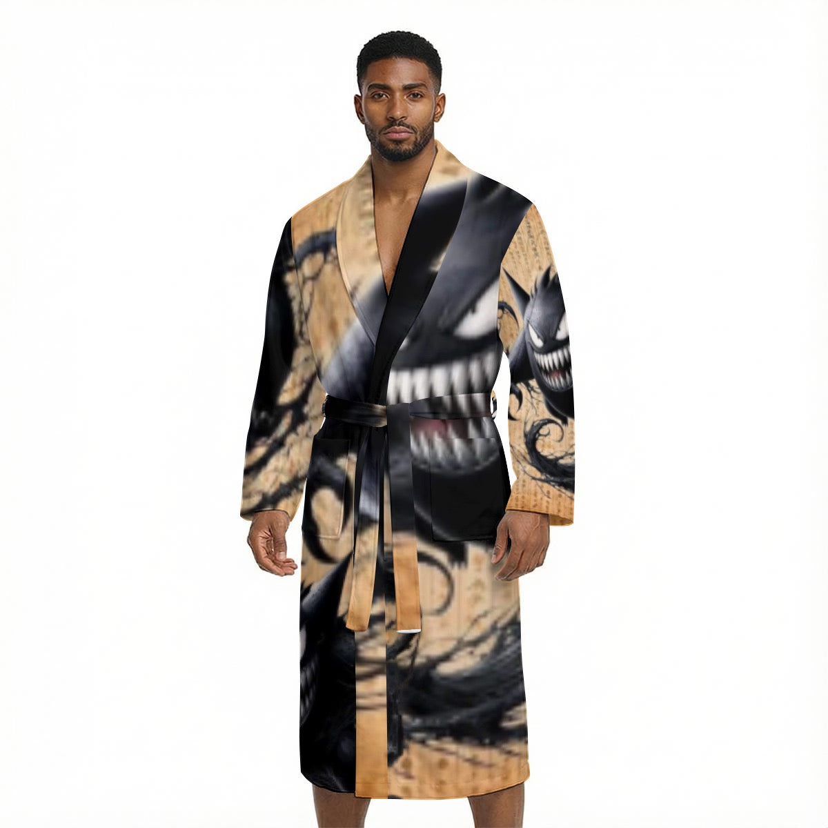 All Over Print Men’s Fleece-Lined Bathrobe with Belt