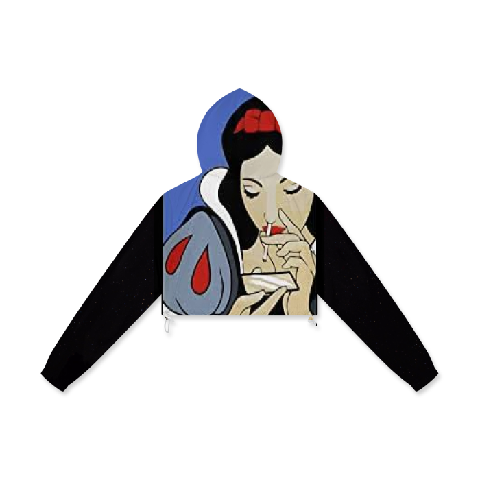 All-Over Print Women's Drawstring Hem Crop Wind Jacket