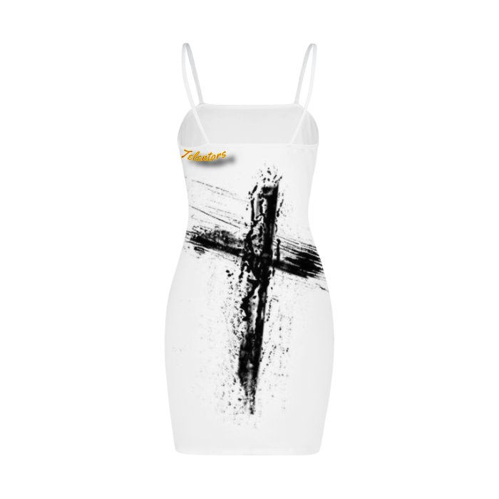 All-Over Print Split Slide Cami Bodycon Dress
