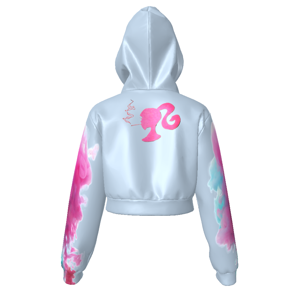 All-Over Print Women's Velvet Zip Up Crop Hoodie