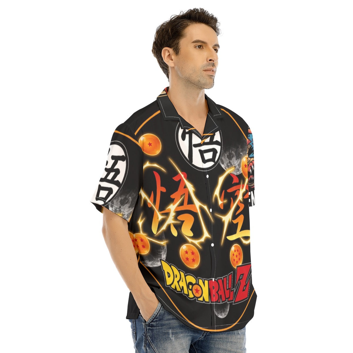 All-Over Print Men's Hawaiian Shirt With Button Closure