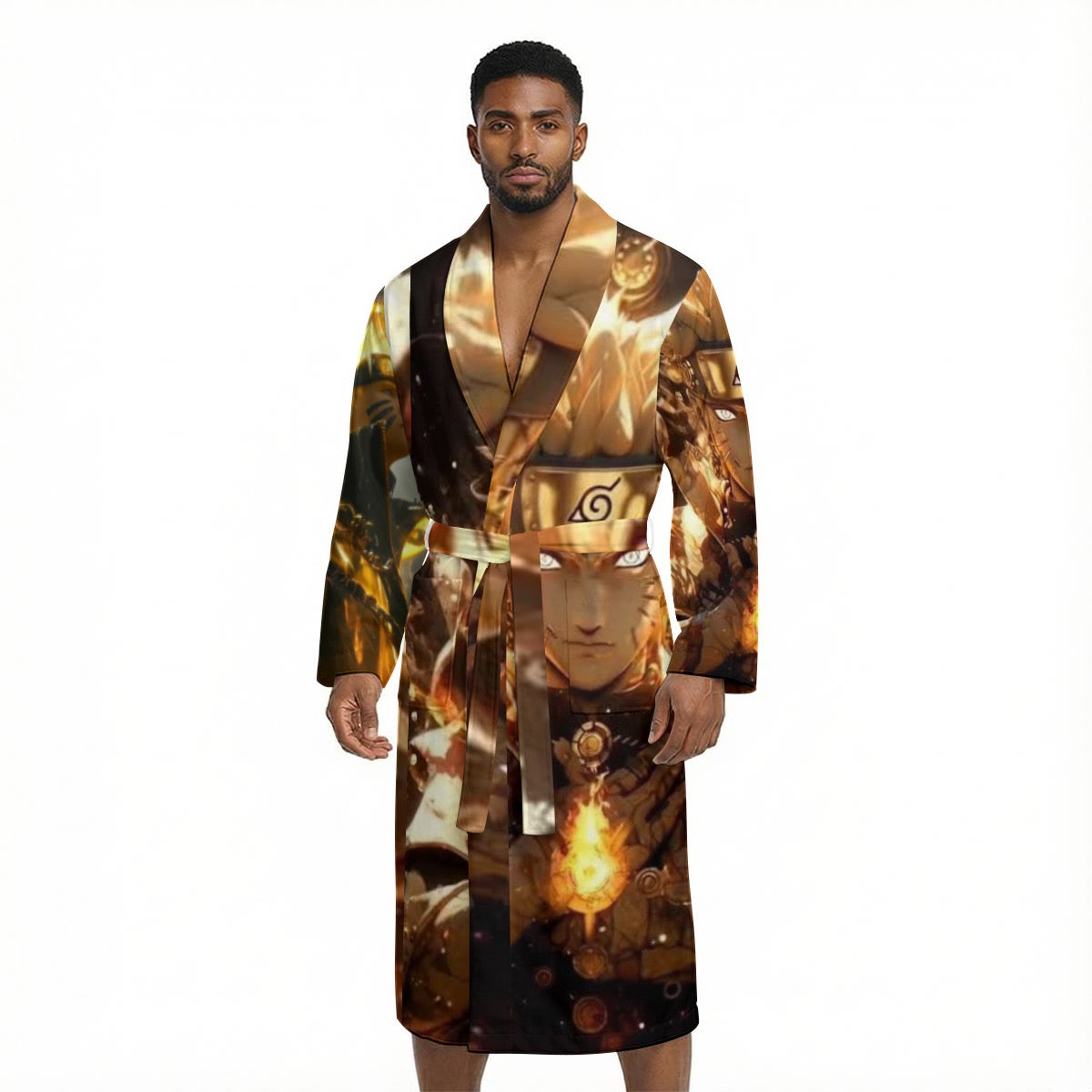 All Over Print Men’s Fleece-Lined Bathrobe with Belt