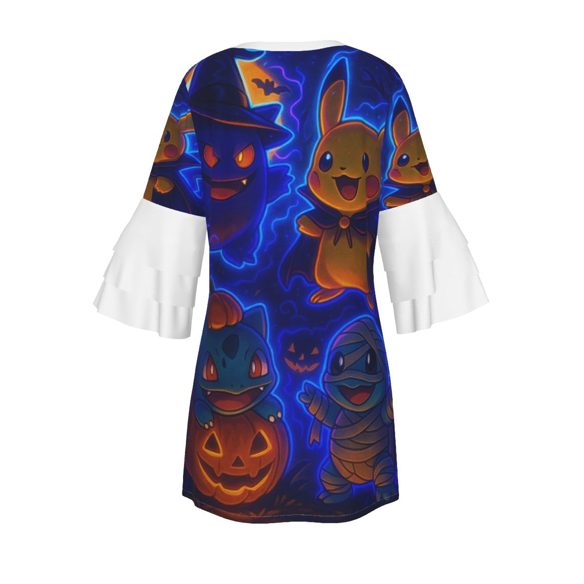 All-Over Print Women's Stacked Ruffle Sleeve Dress