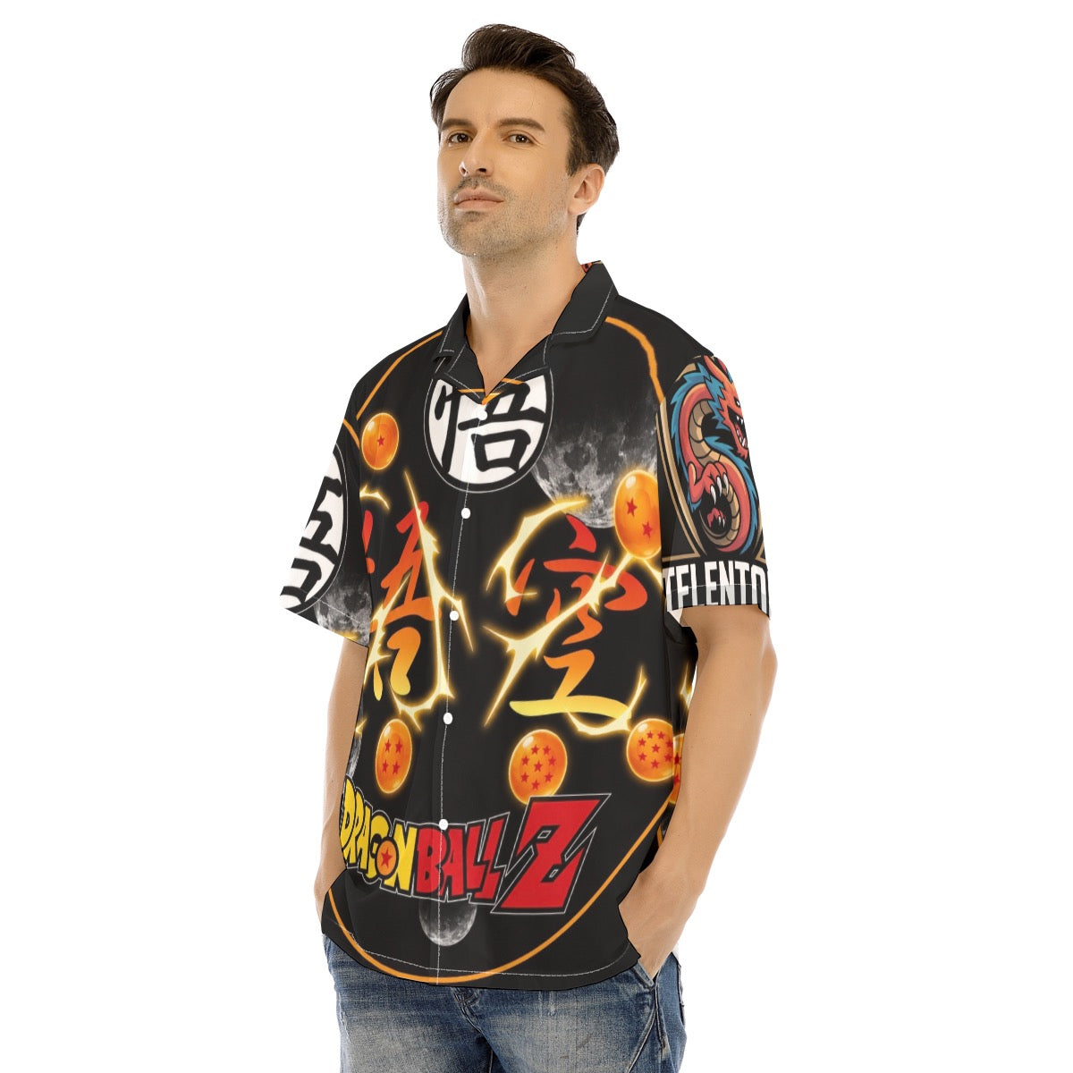 All-Over Print Men's Hawaiian Shirt With Button Closure