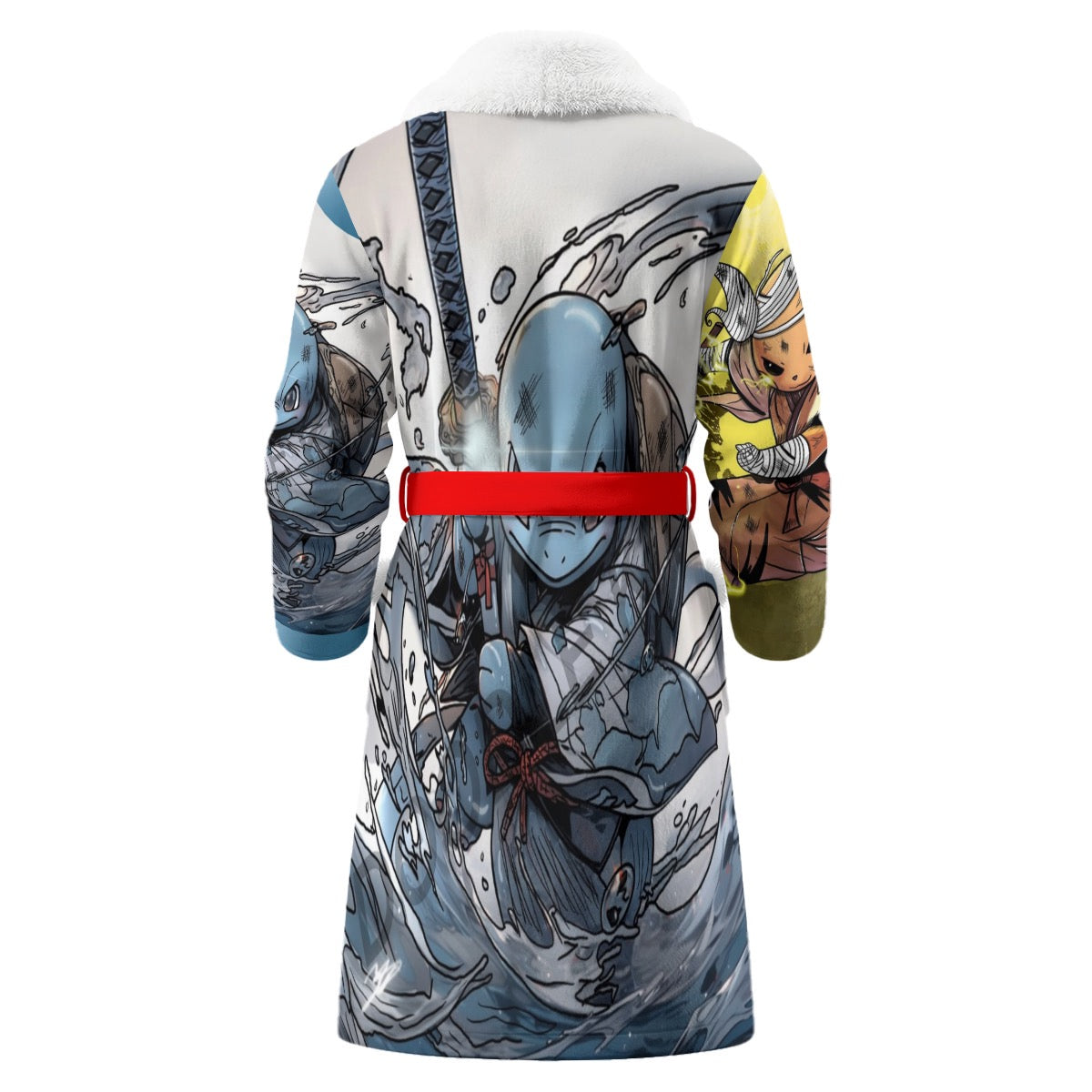 All-Over Print Men's Borg Fleece Bathrobe With Polyester Sherpa Fleece
