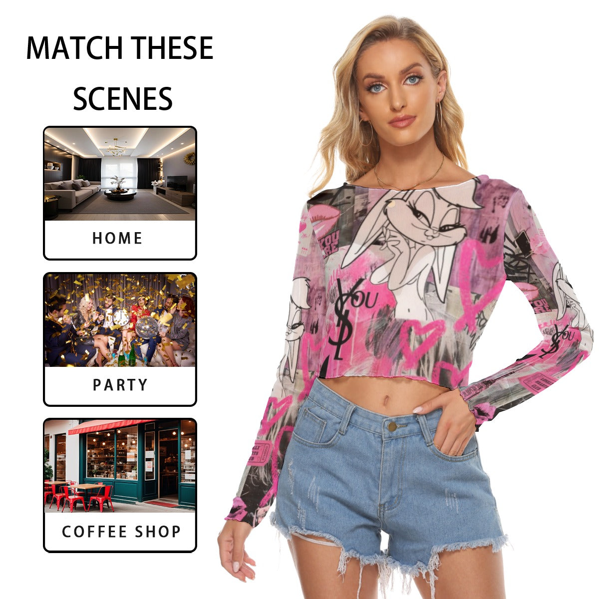 All-Over Print Women's Mesh Long Sleeves T-shirt