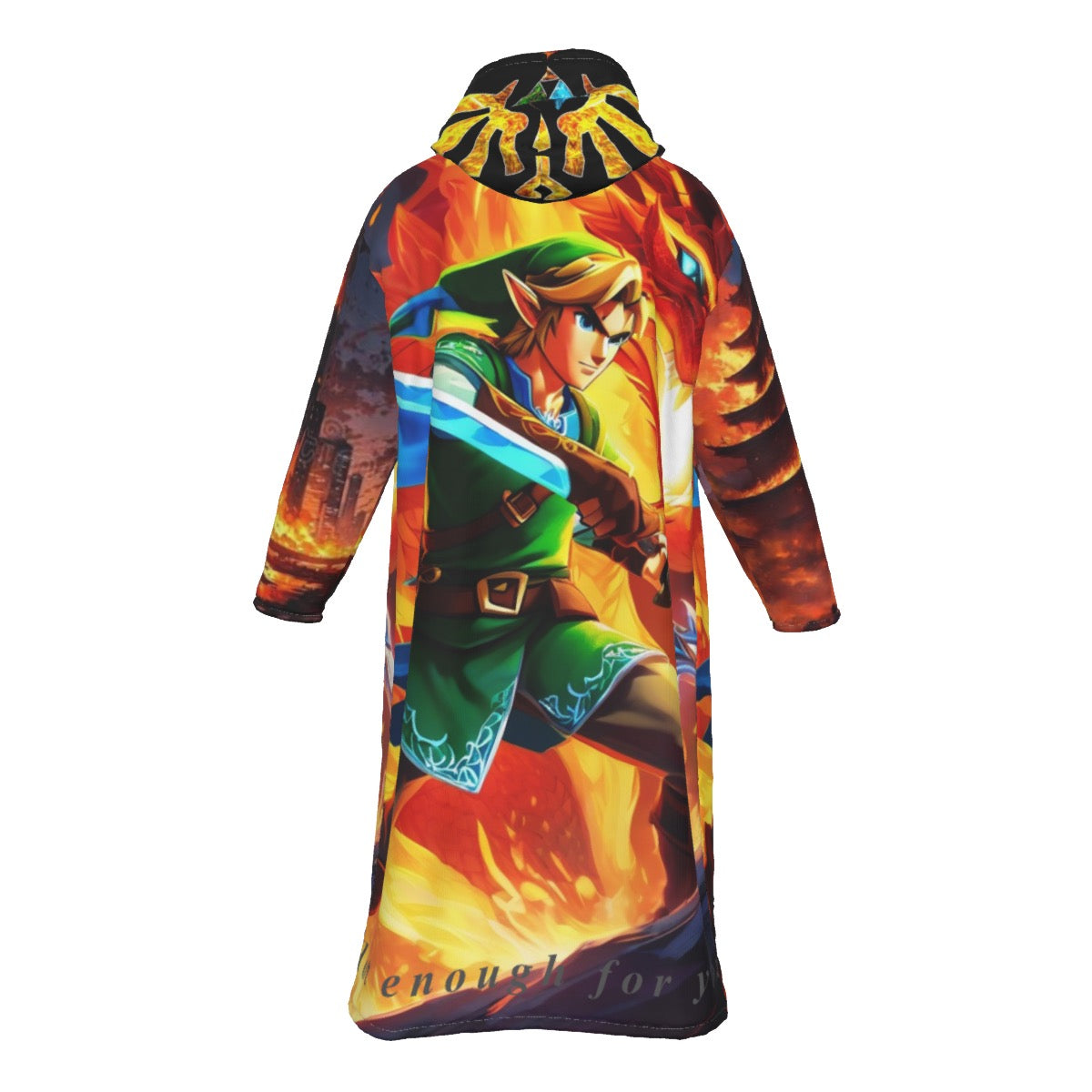 All-Over Print Men's Long Fleece Zip Up Windbreaker