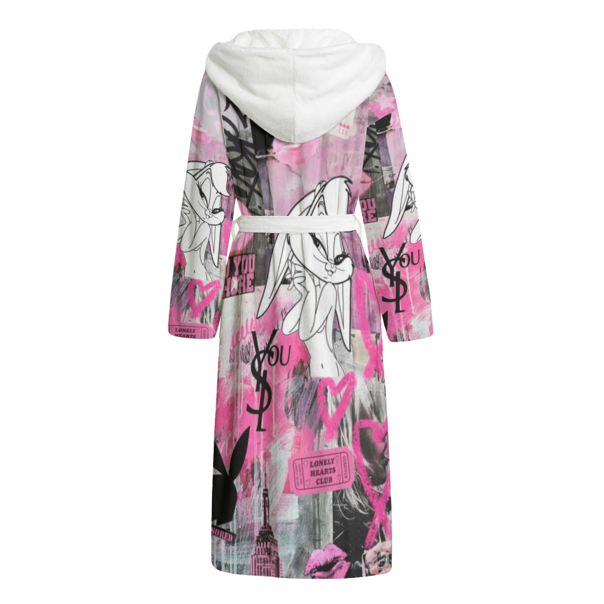 All-Over Print Unisex Flannel Hooded bathrobe