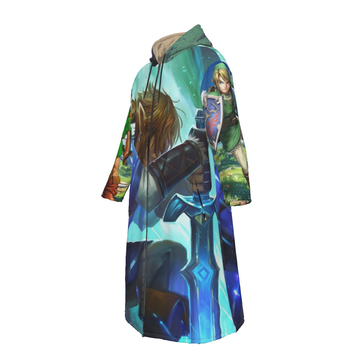 All-Over Print Men's Long Fleece Zip Up Windbreaker