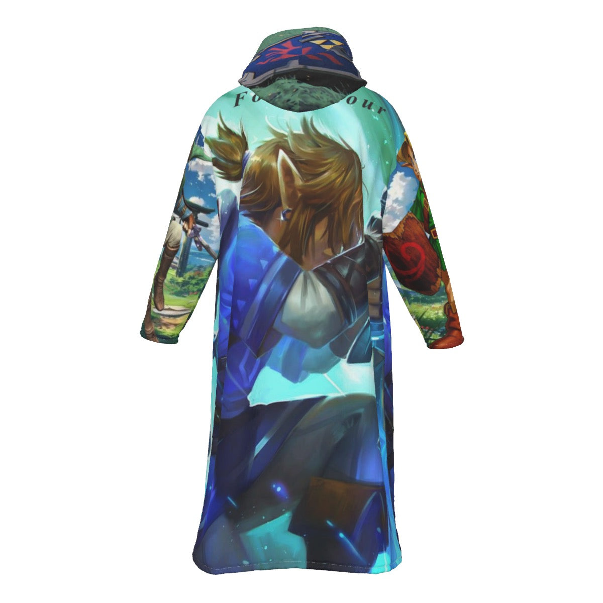 All-Over Print Men's Long Fleece Zip Up Windbreaker