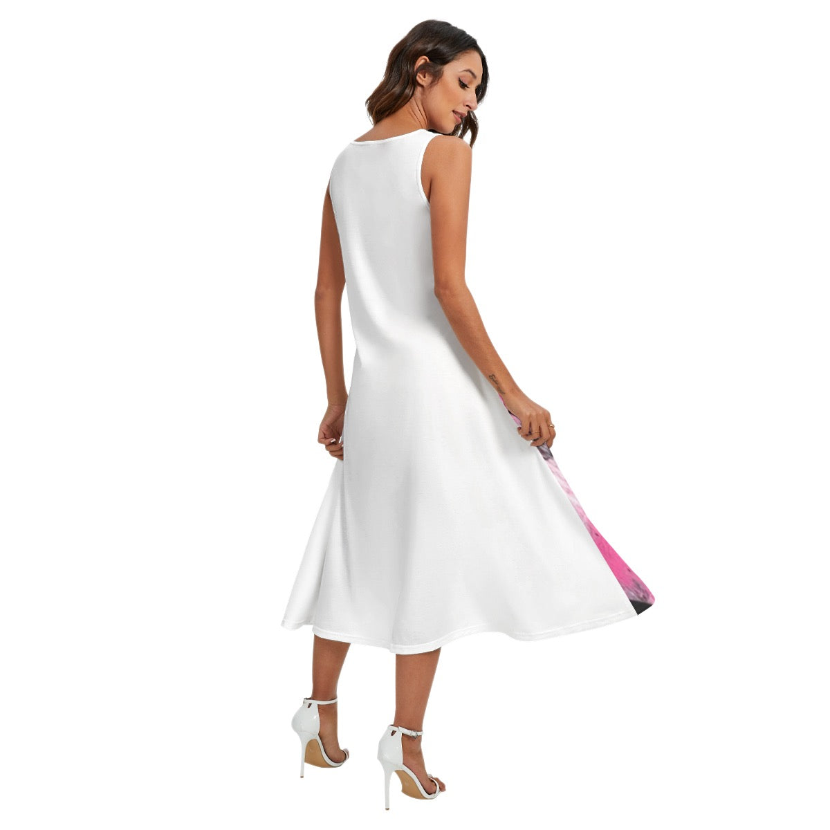 All-Over Print Women's Sleeveless Dress With Diagonal Pocket