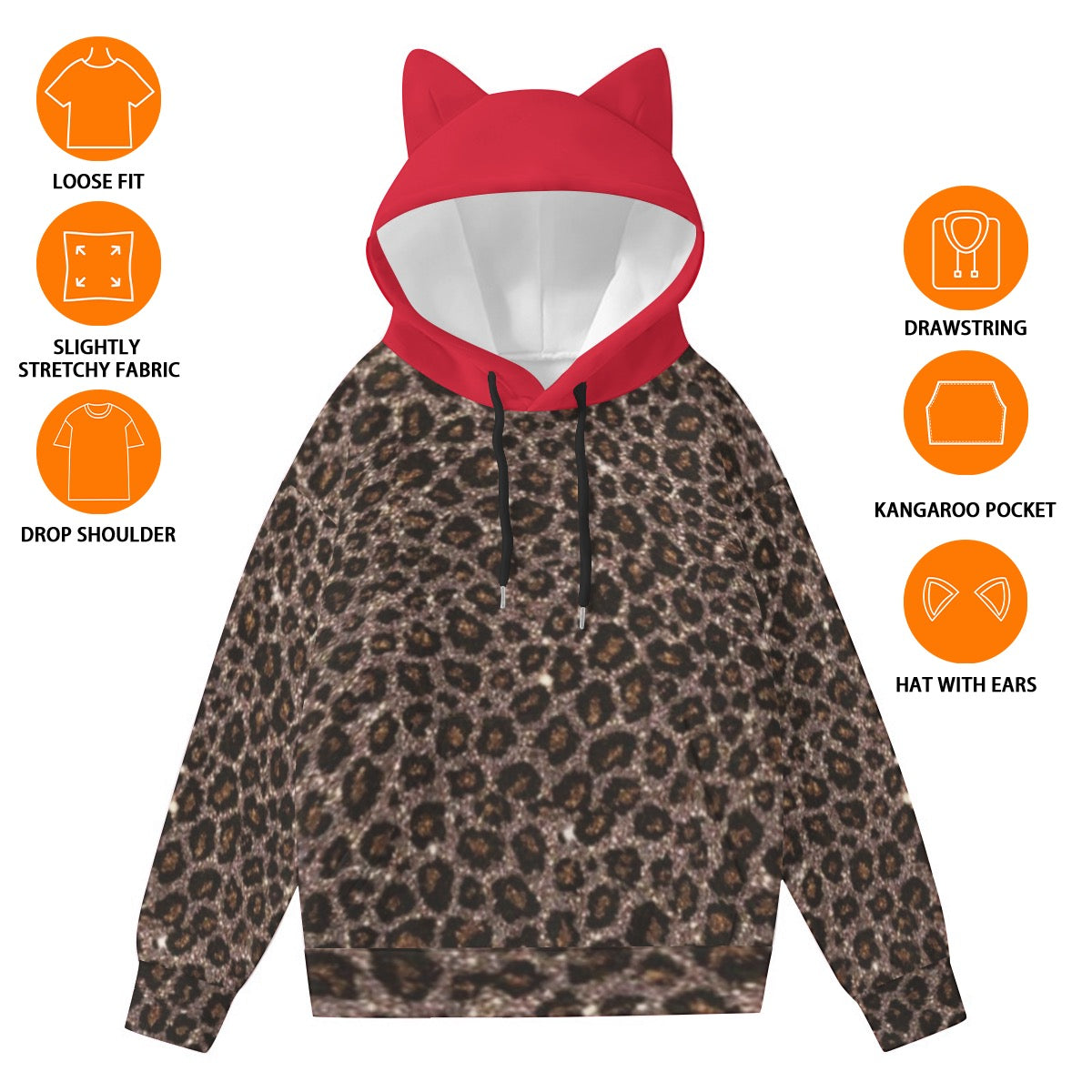 All-Over Print Women’s Hoodie With Decorative Ears