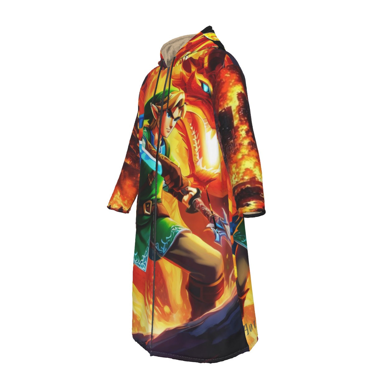 All-Over Print Men's Long Fleece Zip Up Windbreaker