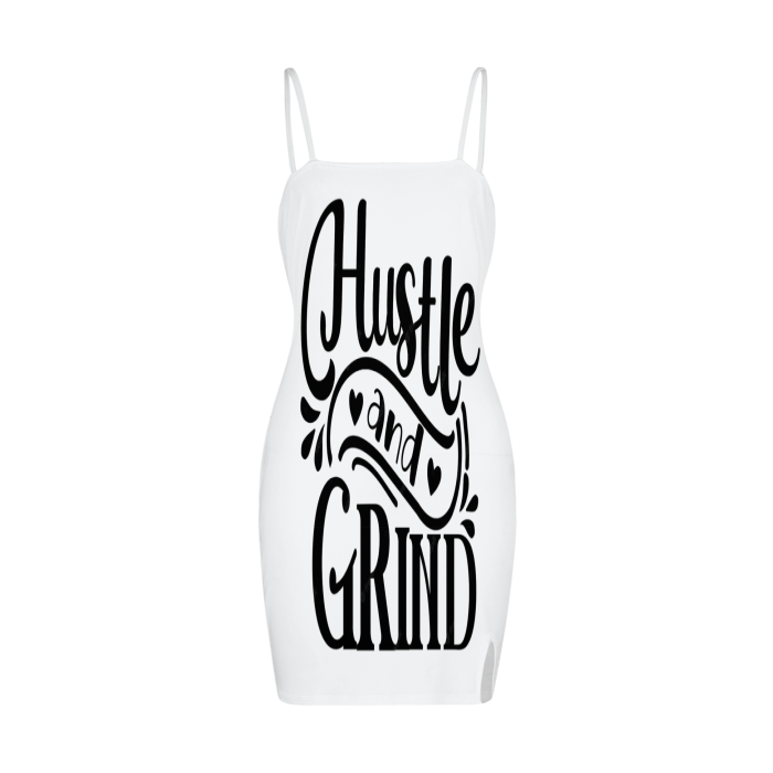 All-Over Print Split Slide Cami Bodycon Dress