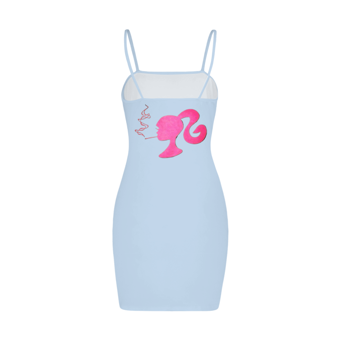 All-Over Print Split Slide Cami Bodycon Dress