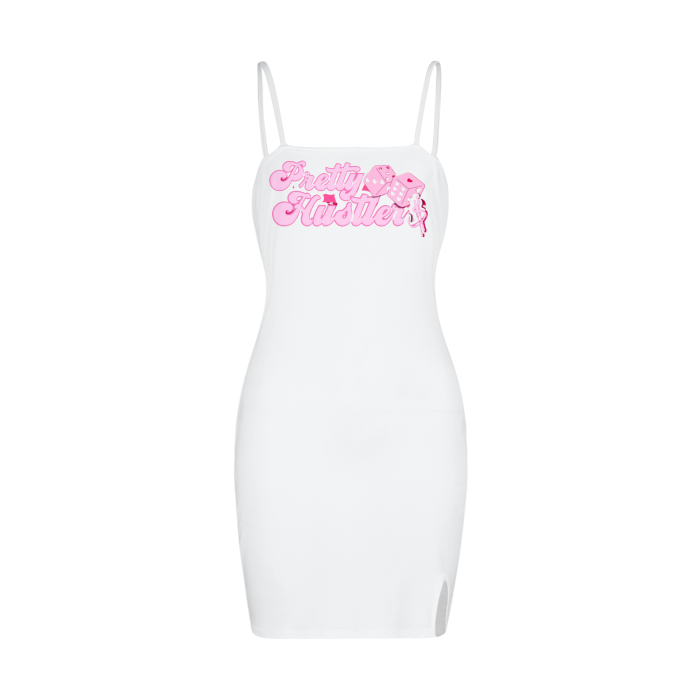 All-Over Print Split Slide Cami Bodycon Dress