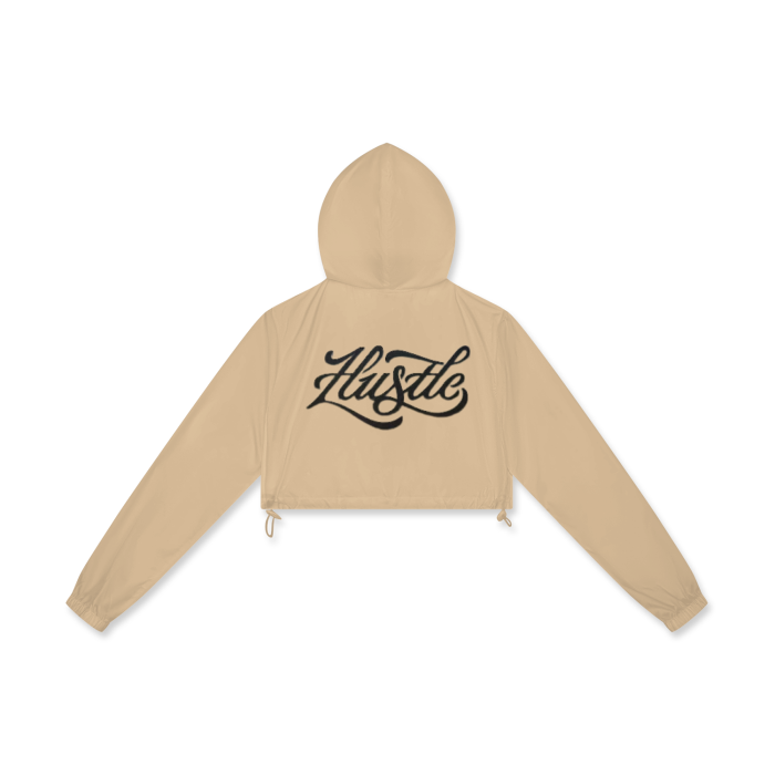 All-Over Print Women's Drawstring Hem Crop Wind Jacket
