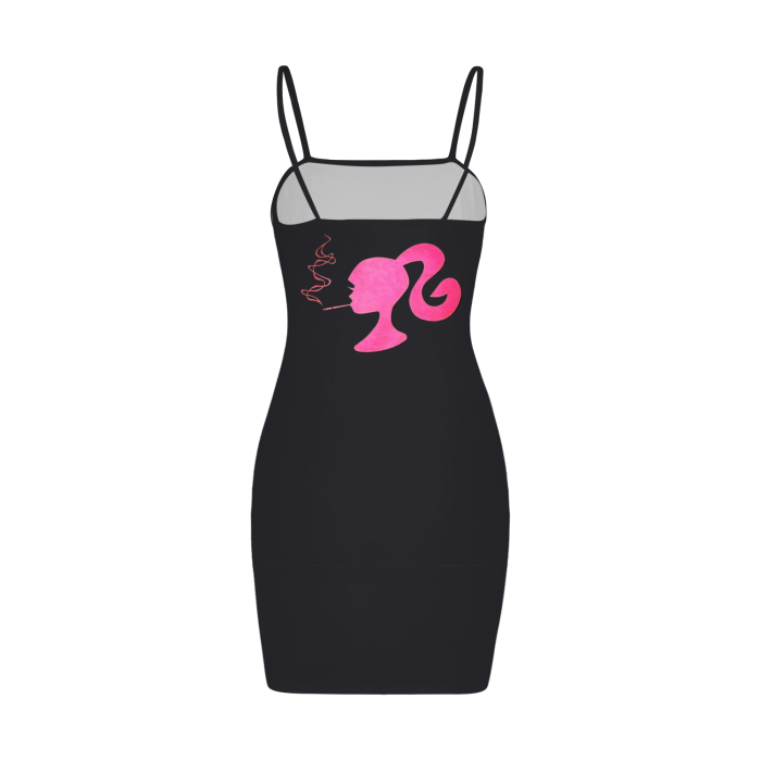 All-Over Print Split Slide Cami Bodycon Dress