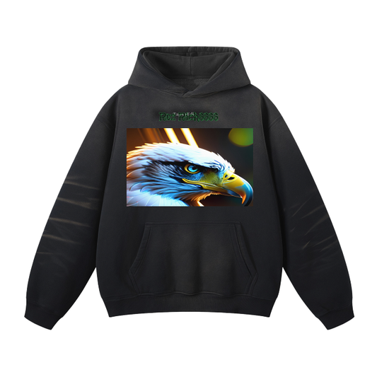 (Black)Streetwear Unisex Monkey Washed Dyed Fleece Hoodie