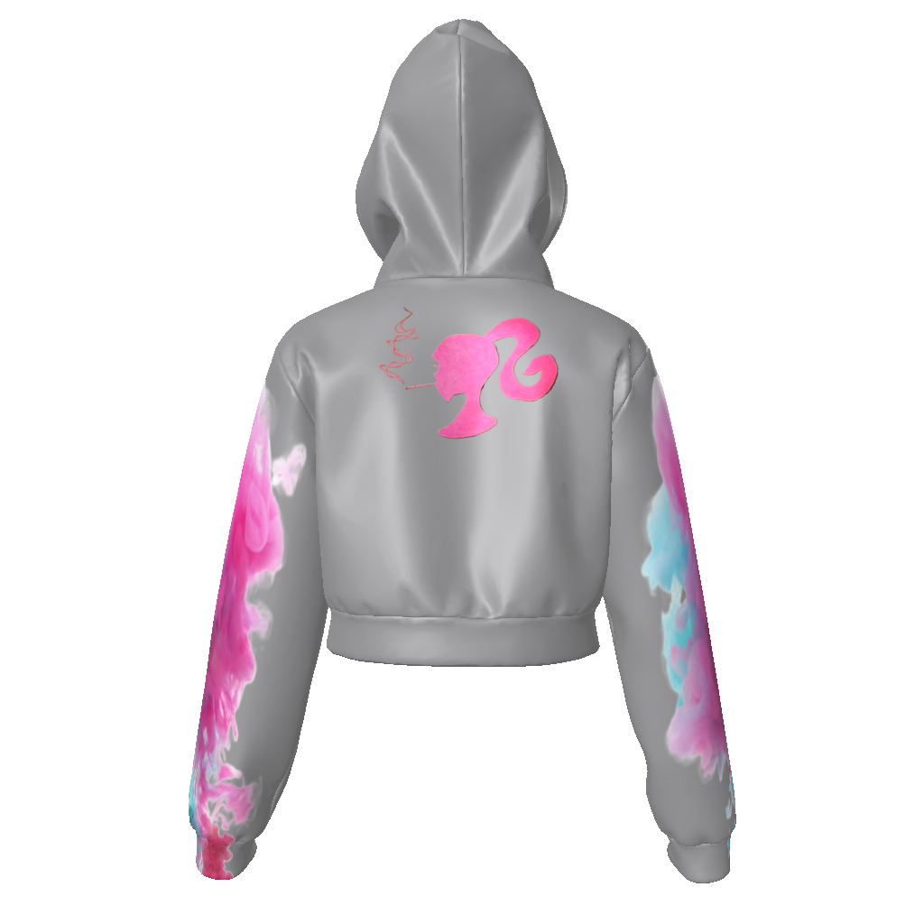 All-Over Print Women's Velvet Zip Up Crop Hoodie