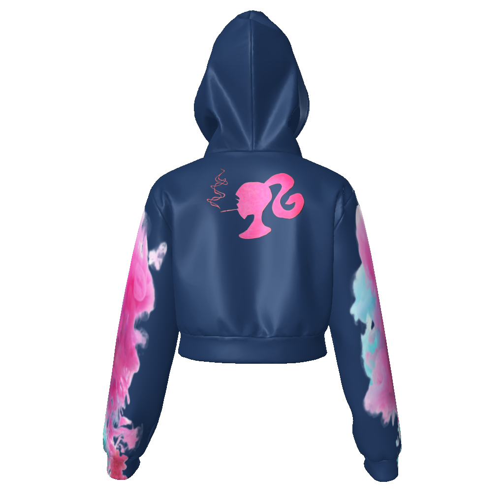 All-Over Print Women's Velvet Zip Up Crop Hoodie