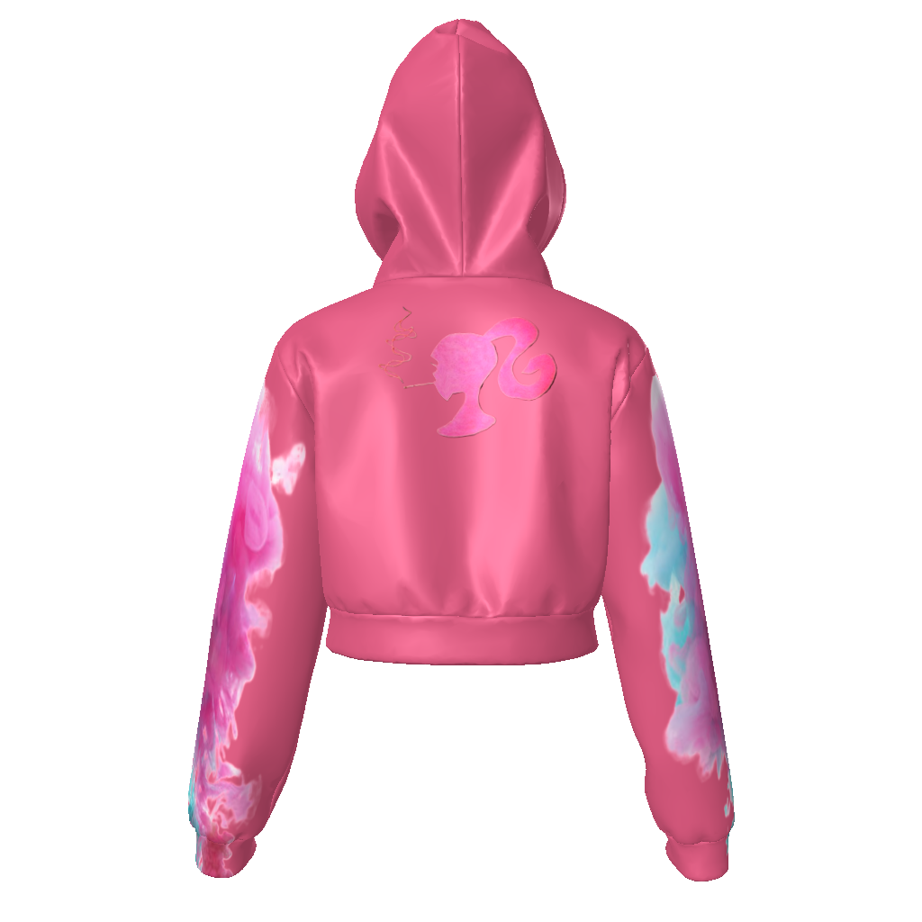 All-Over Print Women's Velvet Zip Up Crop Hoodie