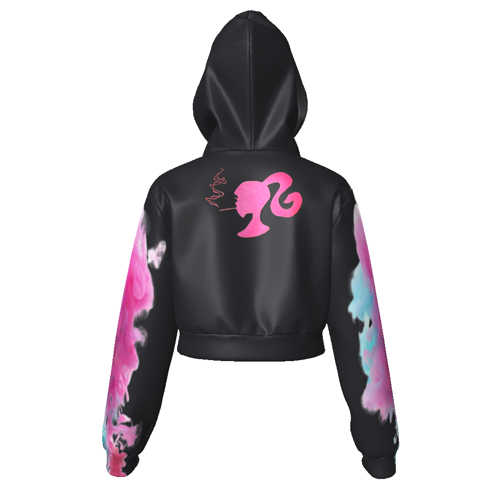All-Over Print Women's Velvet Zip Up Crop Hoodie