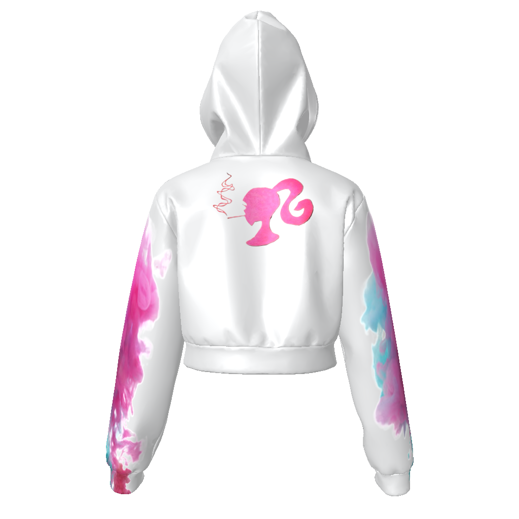 All-Over Print Women's Velvet Zip Up Crop Hoodie
