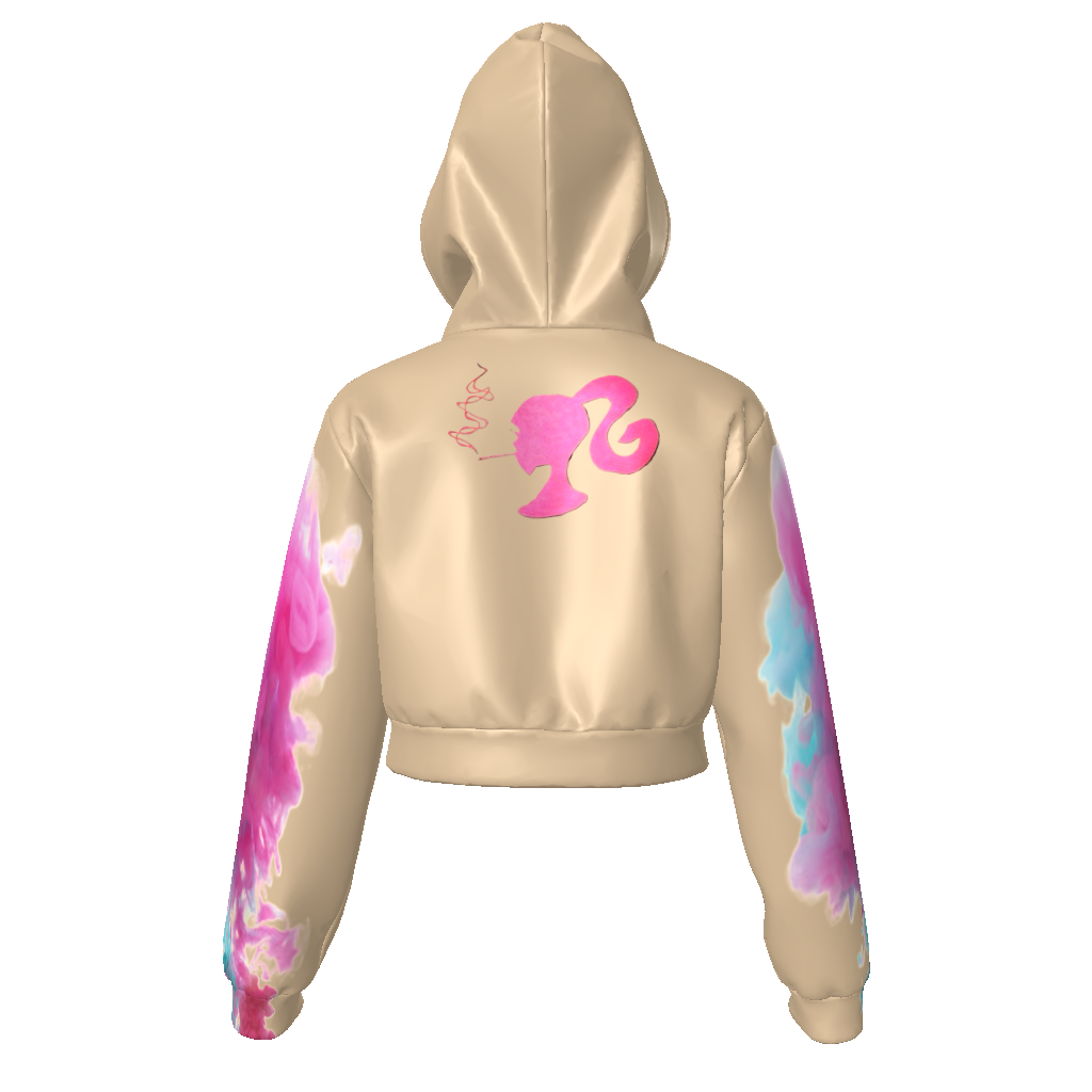 All-Over Print Women's Velvet Zip Up Crop Hoodie