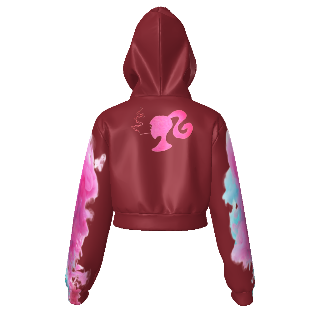 All-Over Print Women's Velvet Zip Up Crop Hoodie
