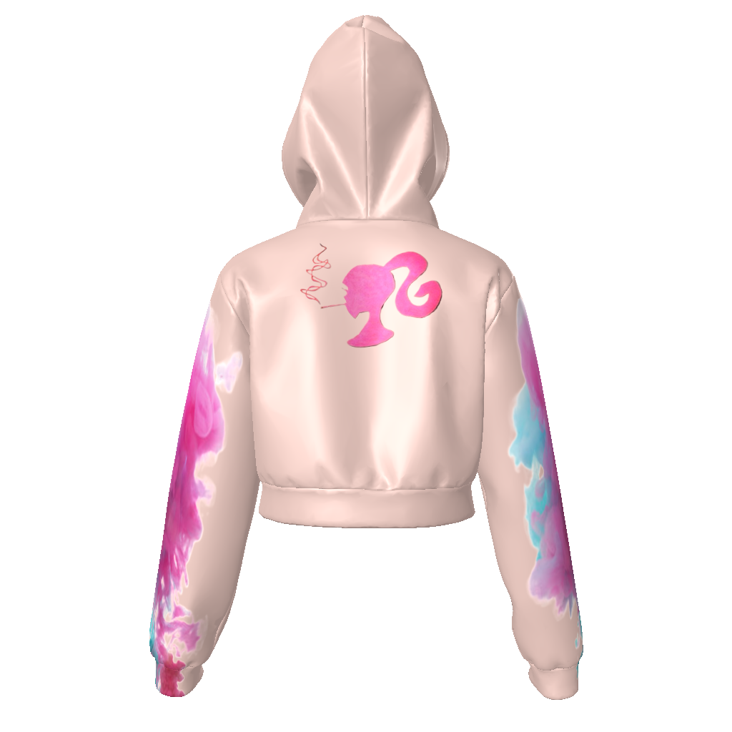 All-Over Print Women's Velvet Zip Up Crop Hoodie