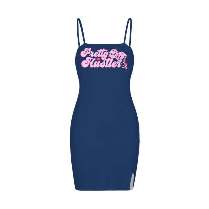 All-Over Print Split Slide Cami Bodycon Dress