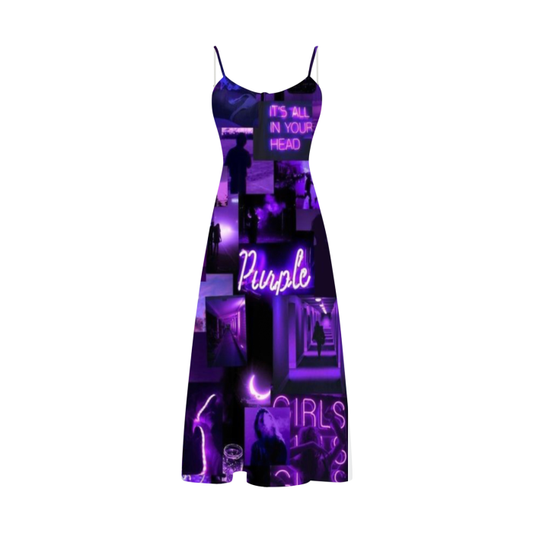 All-Over Print Women's Split Midi Cami Dress