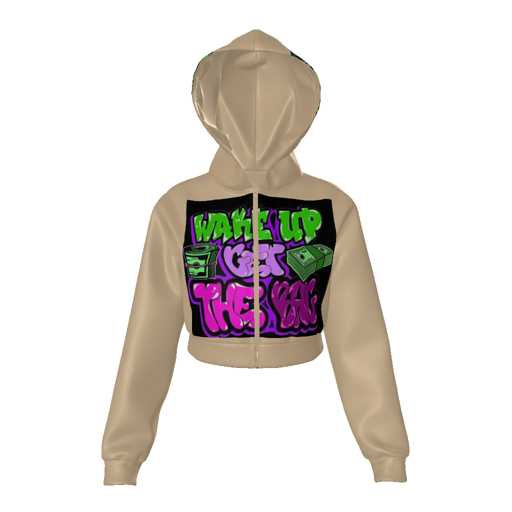 All-Over Print Women's Zip Up Crop Hoodie