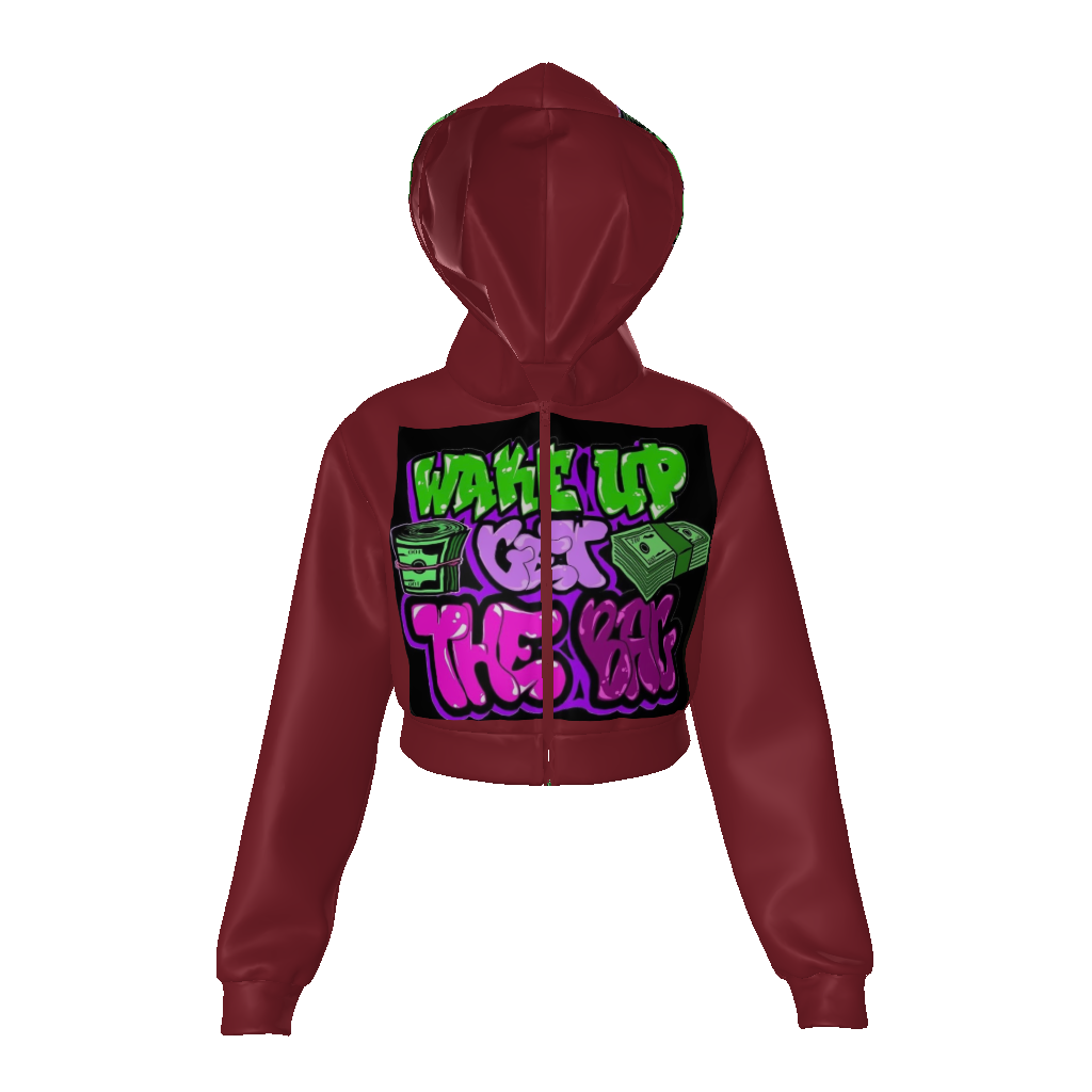 All-Over Print Women's Zip Up Crop Hoodie