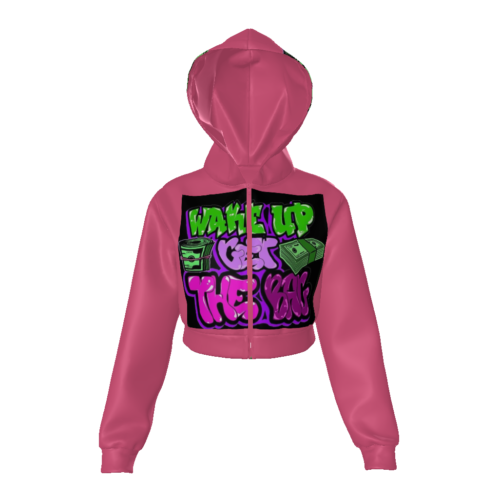 All-Over Print Women's Zip Up Crop Hoodie