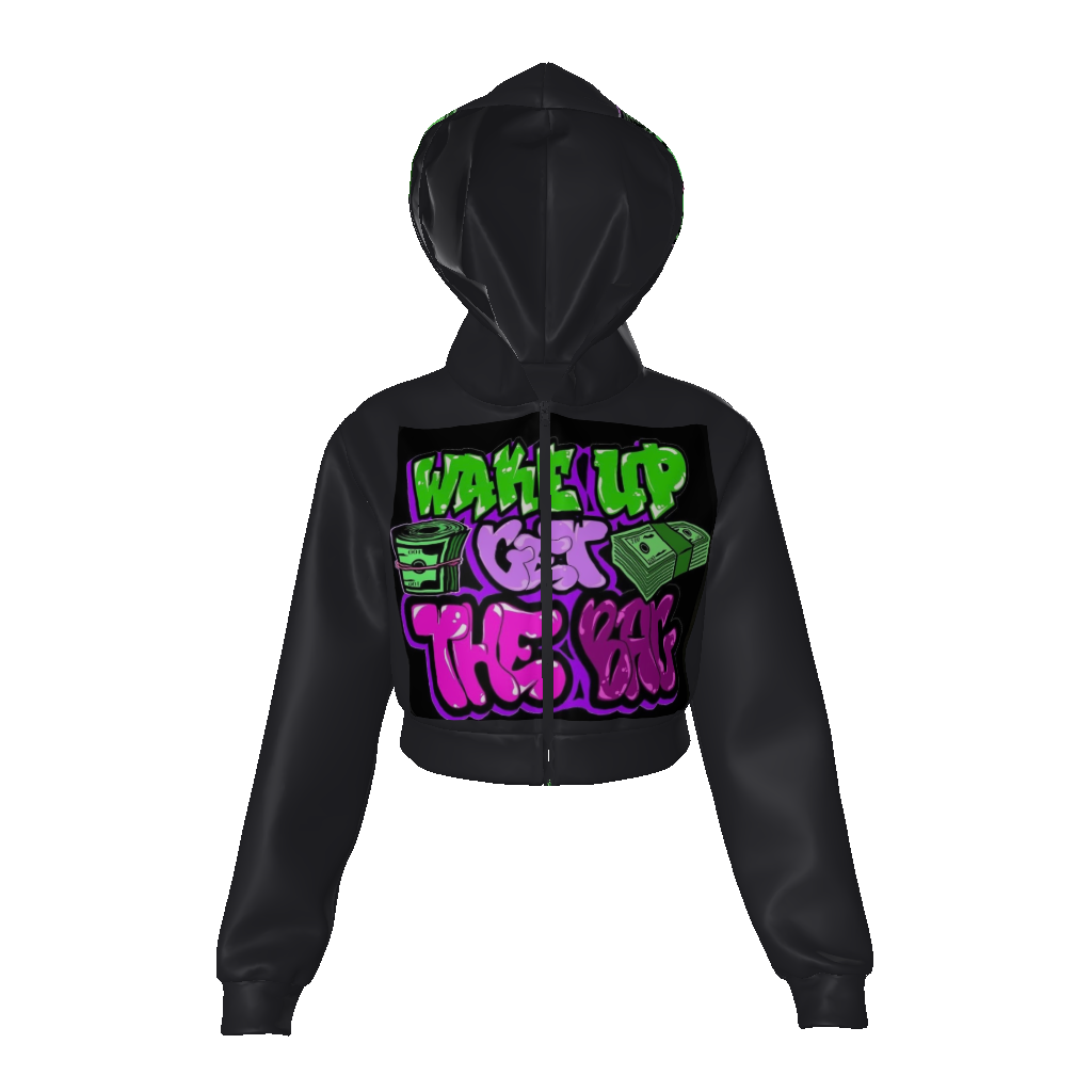 All-Over Print Women's Zip Up Crop Hoodie