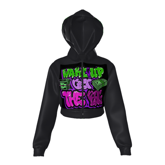 All-Over Print Women's Zip Up Crop Hoodie